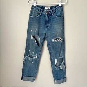 One X OneTeaspoon Women’s Distressed Cropped Jeans Size 25